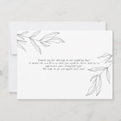 Line Art Foliage Leaf Hartelijk dank Bedankkaart (Achterkant)