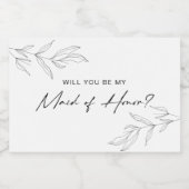 Line Art Foliage Maid of Honor Wine Étiquette (Étiquettes simples)