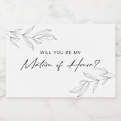 Line Art Foliage Matron of Honor Wine Étiquette (Étiquettes simples)