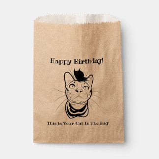 LIne Art Funny Cat in de tas op maat Bedankzakje