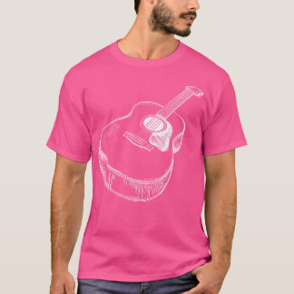 Line Art Gitarist Akoestische Gitaar Muziek Band M T-shirt