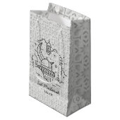 Line Art Happy EID Moubarak Blanc Petit Cadeau Sac (Devant Angle)