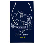 Line Art Happy EID Mubarak Navy petit sac cadeau (Dos)