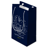 Line Art Happy EID Mubarak Navy petit sac cadeau (Dos Angle)
