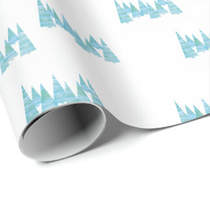 Line Art Holiday kerstbomen in sneeuw Cadeaupapier