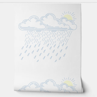 Line Art Illustration of Rain and Sunshine Behang