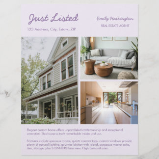 Line Art Listing Mauve Real Estate Agent Flyer