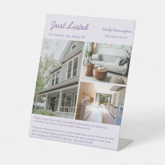 Line Art Listing Mauve Real Estate Agent Reclamebord Met Voetstuk