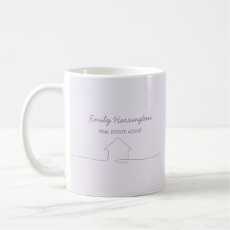 Line Art Mauve Real Estate Agent Koffiemok