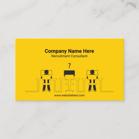 Line Art Mensen die werken op computers | Geel Visitekaartje (Voorkant)