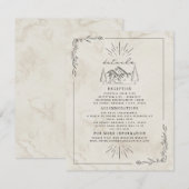 Line Art Mountains Waterverf Wedding Details Informatiekaartje (Voorkant / Achterkant)