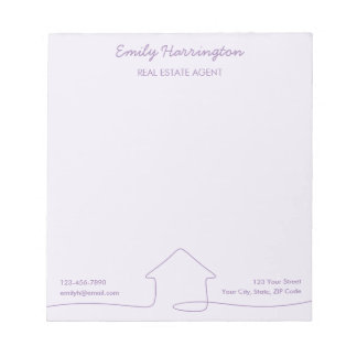 Line Art Notepad Mauve Real Estate Agent Notitieblok
