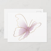 LINE ART PAARSE VLINDER BRIEFKAART (Voorkant / Achterkant)