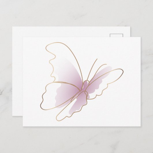 LINE ART PAARSE VLINDER BRIEFKAART (Voorkant / Achterkant)