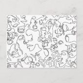 Line Art Postcard With Faces Briefkaart (Voorkant)