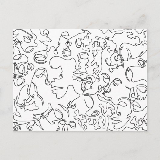 Line Art Postcard With Faces Briefkaart (Voorkant)
