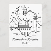 Line Art Ramadan Kareem - Carte postale EID Moubar (Devant)