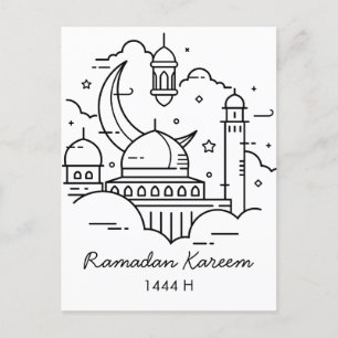 Line Art Ramadan Kareem - EID Mubarak-Briefkaart Uitnodiging Briefkaart