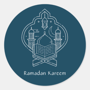 Line Art Ramadan Kareem - EID Mubarak-Stickers Ronde Sticker