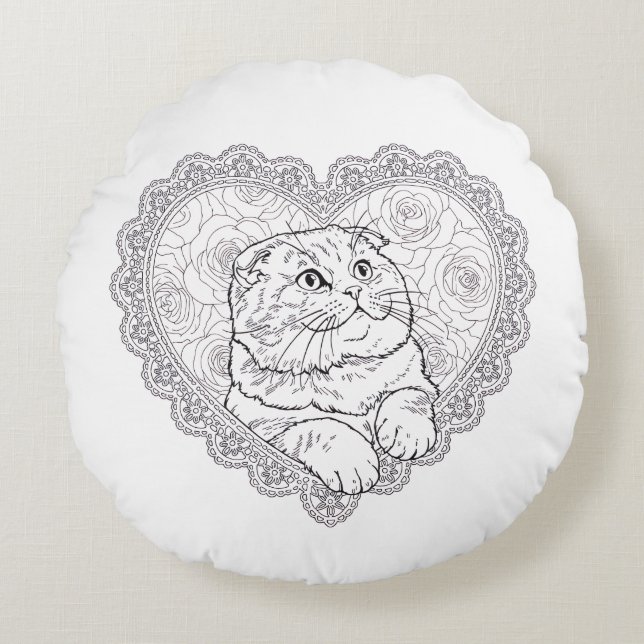 Line Art Ritual Collection  - Rond Kussen (Voorkant)