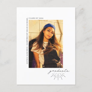 Line Art Script Graduation Party foto Briefkaart