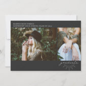 Line Art Script Grey Afstuderen 2 Foto Aankondiging (Voorkant)