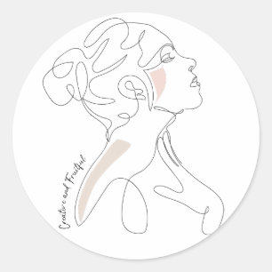 Line Art tekening - Creatief en Vruchtbaar Ronde Sticker