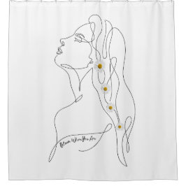 Line Art tekening van vrouw - Bloom waar je bent Douchegordijn