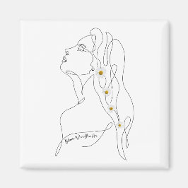 Line Art tekening van vrouw - Bloom waar je bent Magneet