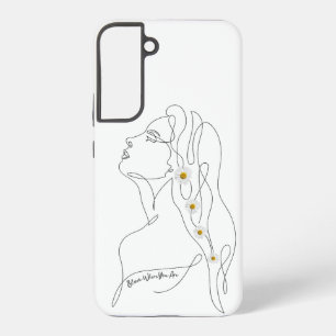 Line Art tekening van vrouw - Bloom waar je bent Samsung Galaxy Hoesje