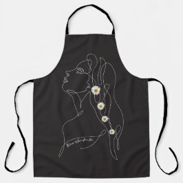 Line Art tekening van vrouw - Bloom waar je bent Schort