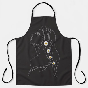 Line Art tekening van vrouw - Bloom waar je bent Schort