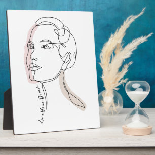 Line Art tekening van vrouw - Leef je dromen Fotoplaat