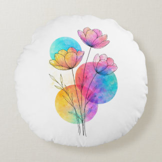 Line art throw pillow rond kussen