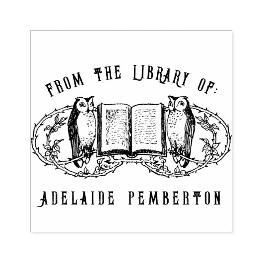 Line Art Two Uilen Boek Rubberstempel (Afrduk)