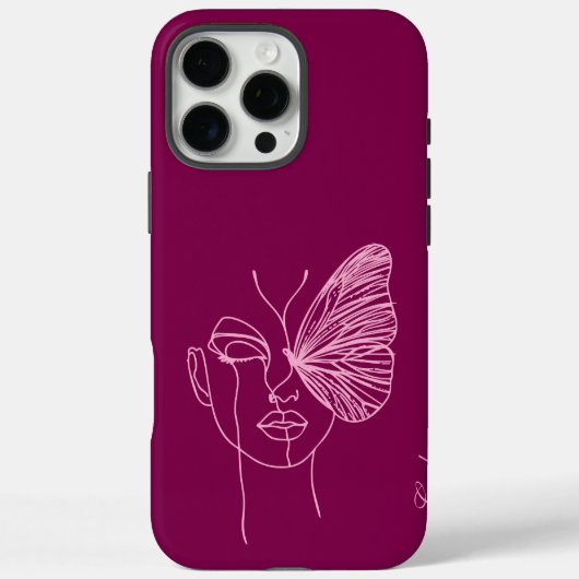 Line art vlinder, magenta Case-Mate iPhone case (Achterkant)