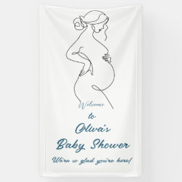 Line Art Zwangerschap Minimalistische Baby shower Spandoek