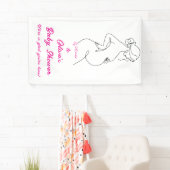 Line Art Zwangerschap Minimalistische Baby shower Spandoek (Insitu)