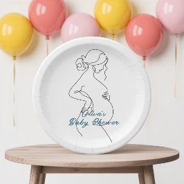 Line Art Zwangerschap Silhouette Baby shower Papieren Bordje
