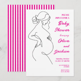 Line Art zwangerschapsminimalistisch Baby shower Kaart
