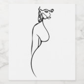 line art zwart - witte vrouwen minimalistisch wijn etiket (Enkel label)
