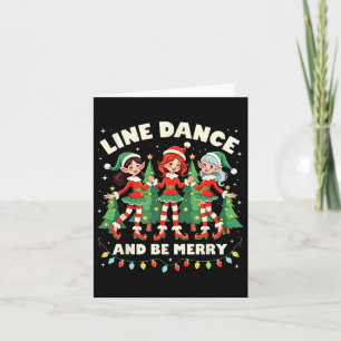 Line Dance en Be Merry Xmas Schattigee Elf Dansers Kaart