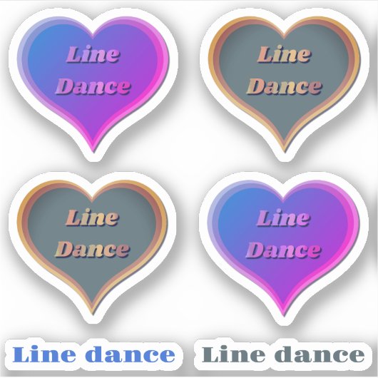 Line dance liefde harten Custom-Cut Vinyl Sticker (Voorkant)