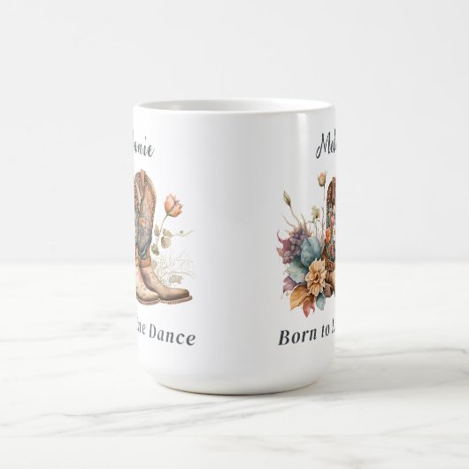 Line Dance Pays Bottes Occidentales Fleurs Mug (Centre)