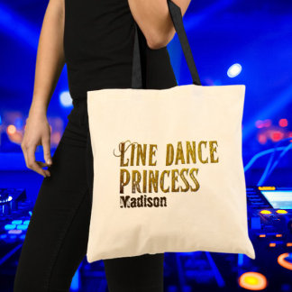 Line dance prinses gouden naam tote bag