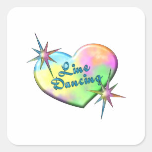 Line Dancing Big Heart Vierkante Sticker