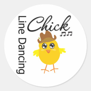 Line Dancing Chick Ronde Sticker