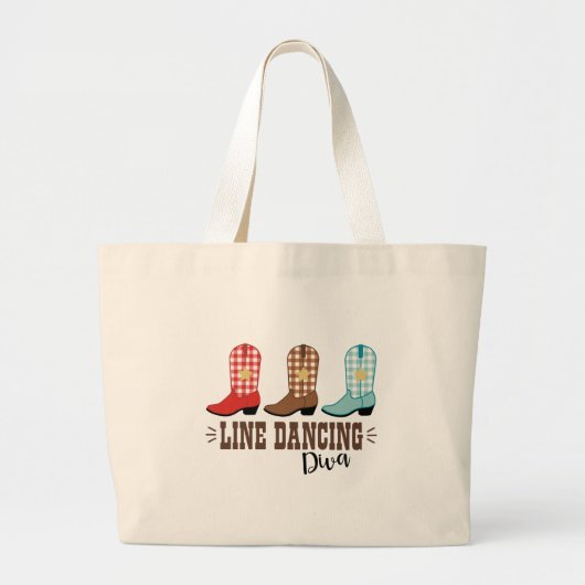 Line Dancing Diva Grote Tote Bag (Voorkant)