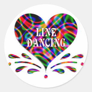 Line Dancing Fun Heart Ronde Sticker