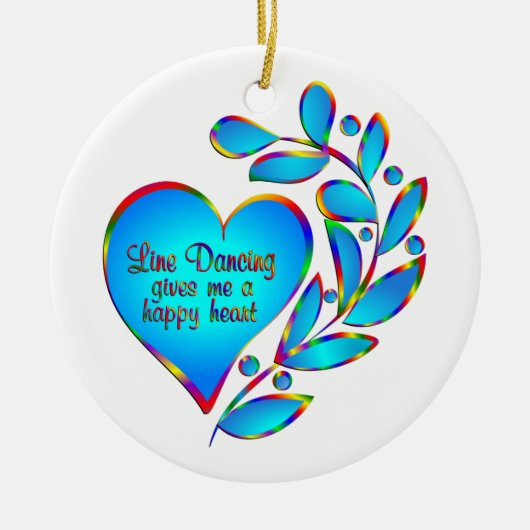 Line Dancing Happy Heart Keramisch Ornament (Voorkant)
